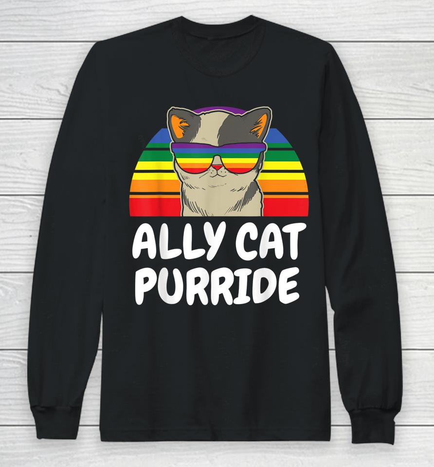 Ally Cat Purride Gay Lgbt Long Sleeve T-Shirt