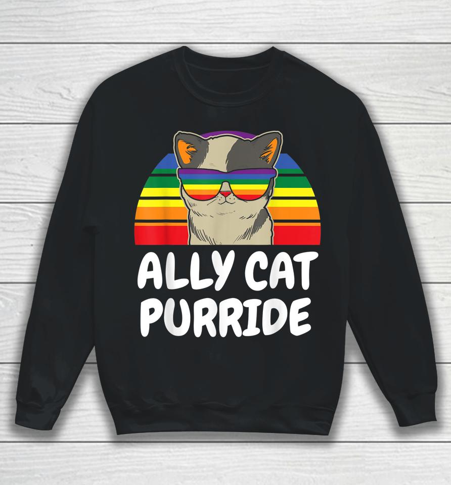 Ally Cat Purride Gay Lgbt Sweatshirt