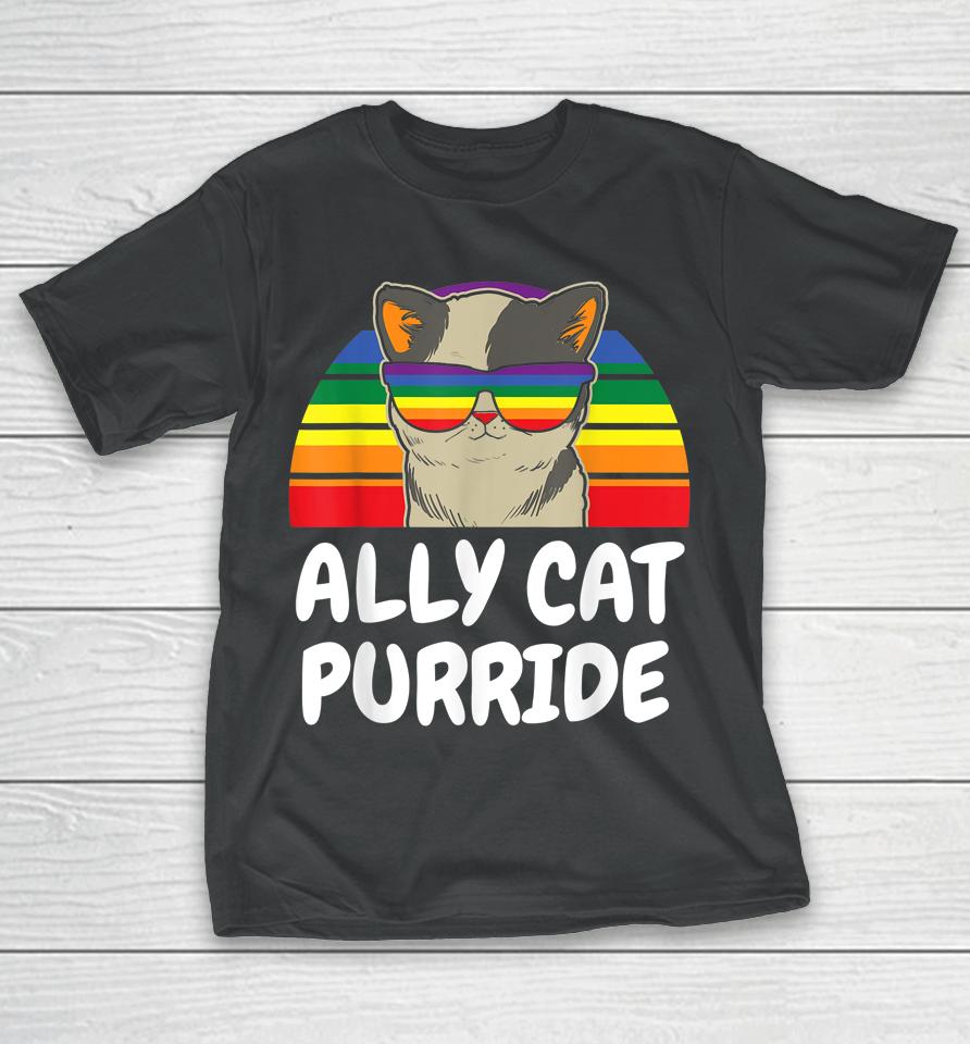 Ally Cat Purride Gay Lgbt T-Shirt
