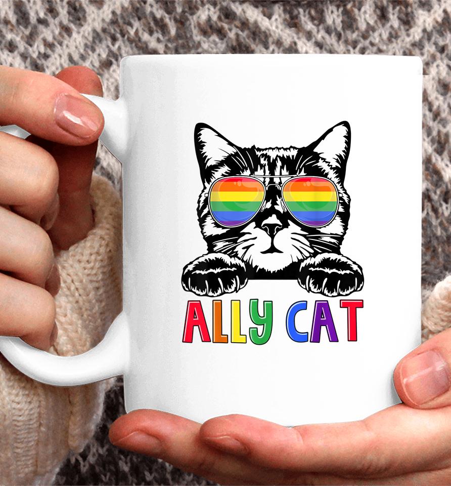 Ally Cat Rainbow Gay Pride Cute Lgbt Animal Pet Lover Coffee Mug