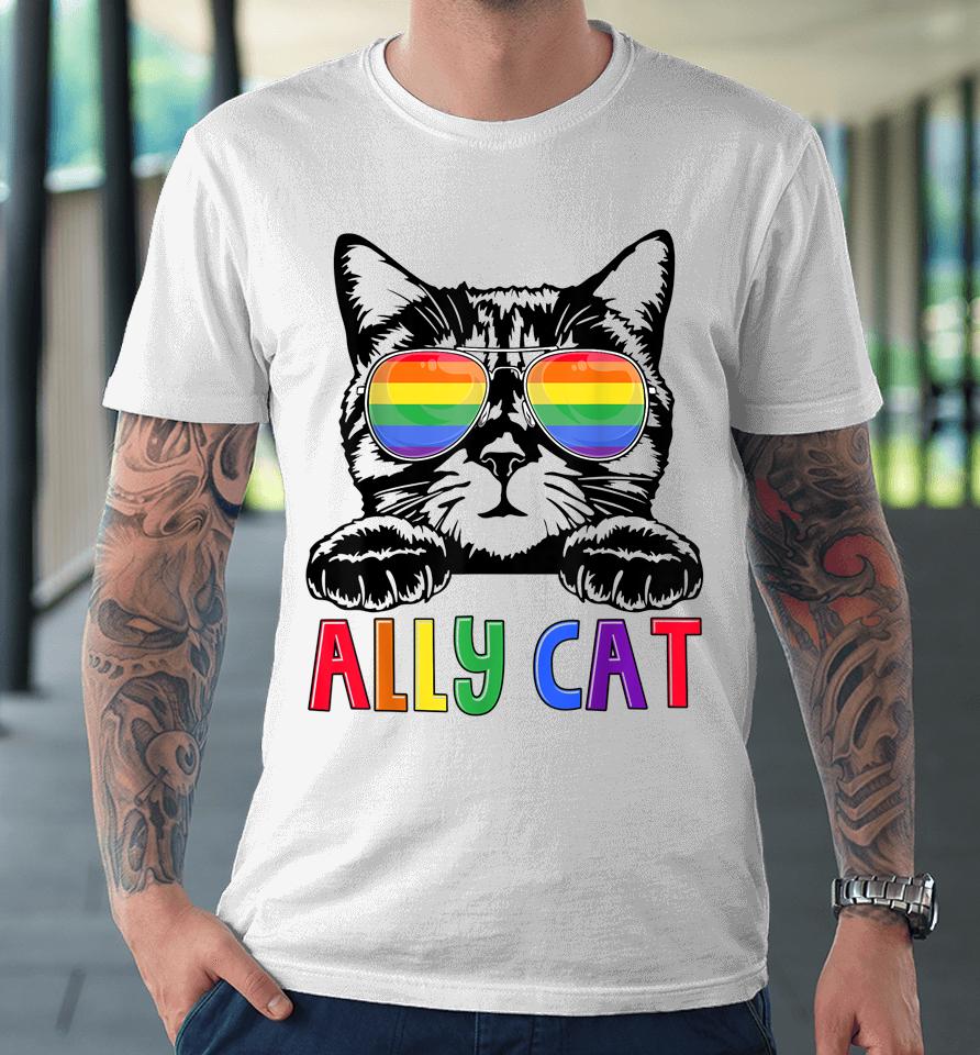 Ally Cat Rainbow Gay Pride Cute Lgbt Animal Pet Lover Premium T-Shirt