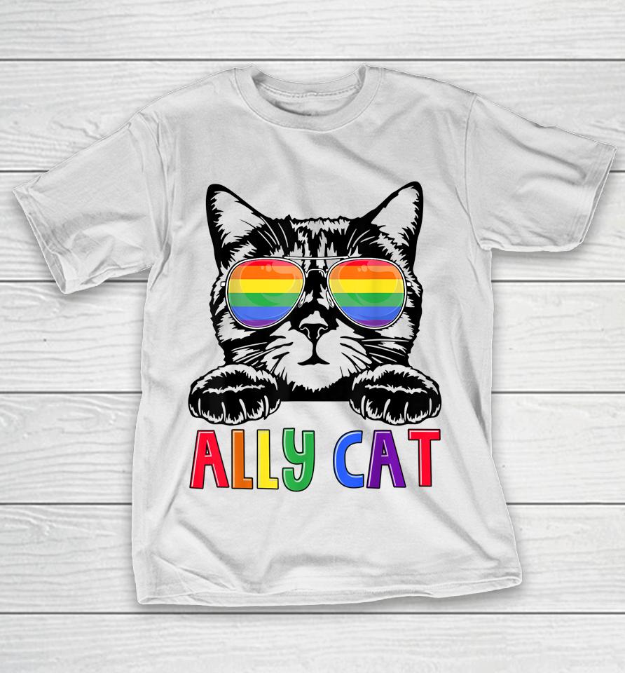 Ally Cat Rainbow Gay Pride Cute Lgbt Animal Pet Lover T-Shirt