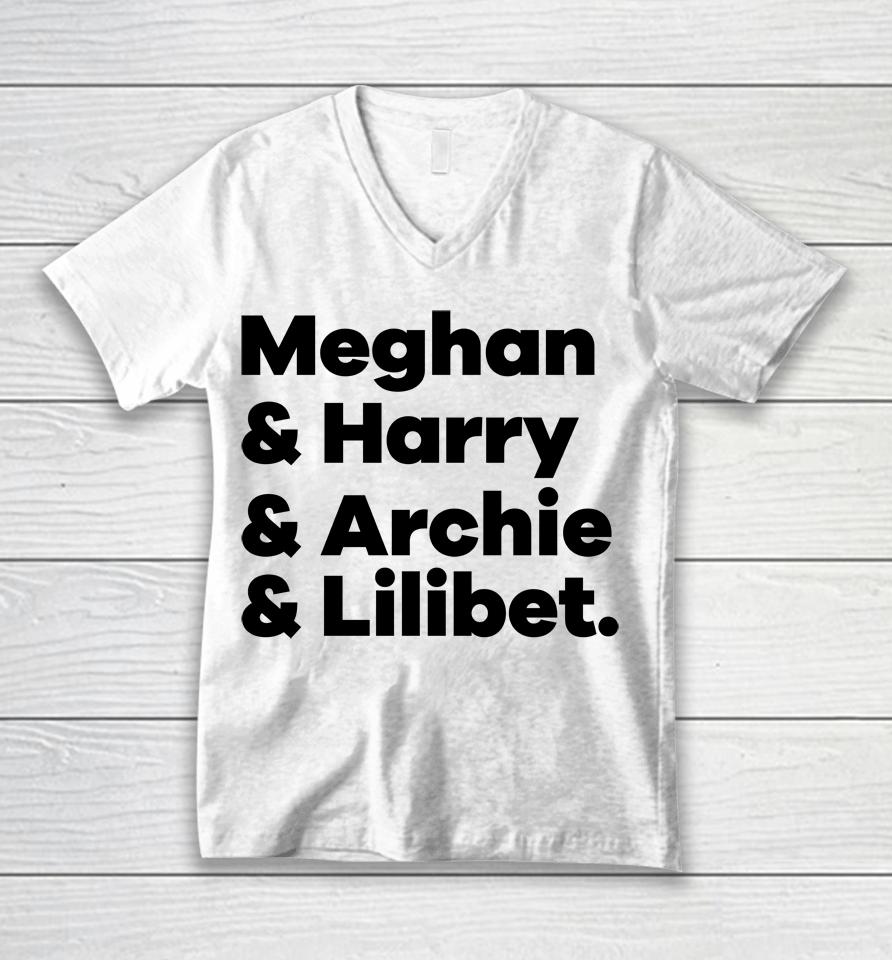 Ally M Meghan And Harry And Archie And Lilibet Unisex V-Neck T-Shirt