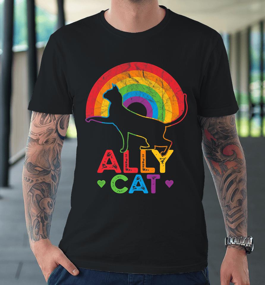 Allycat Lgbt Pride Ally Cat With Rainbow Premium T-Shirt