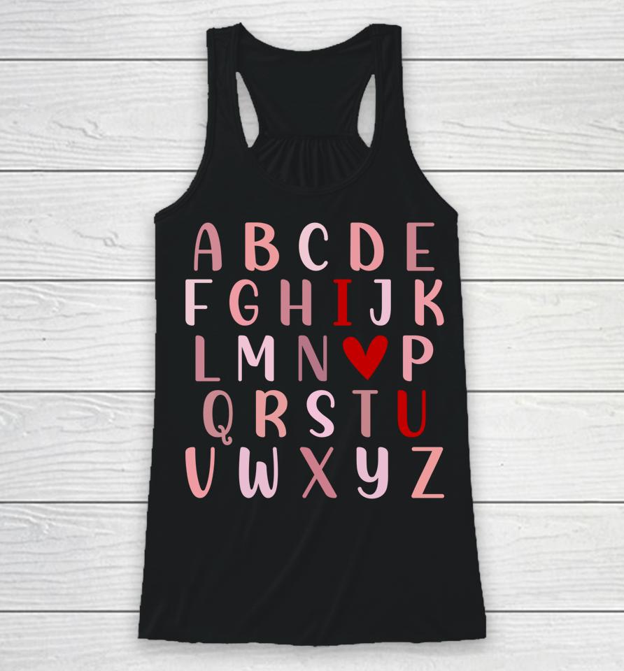 Alphabet Abc I Love You Valentines Day Funny English Teacher Racerback Tank