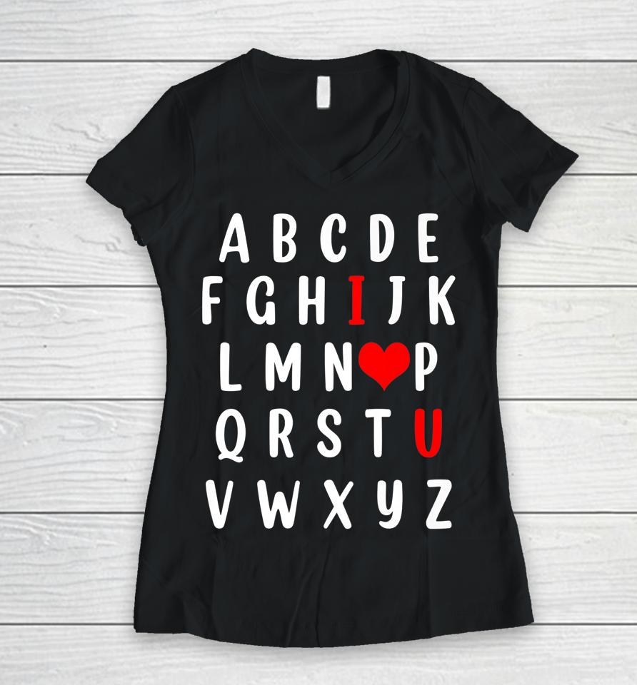 Alphabet English Teacher Valentines Day Women V-Neck T-Shirt