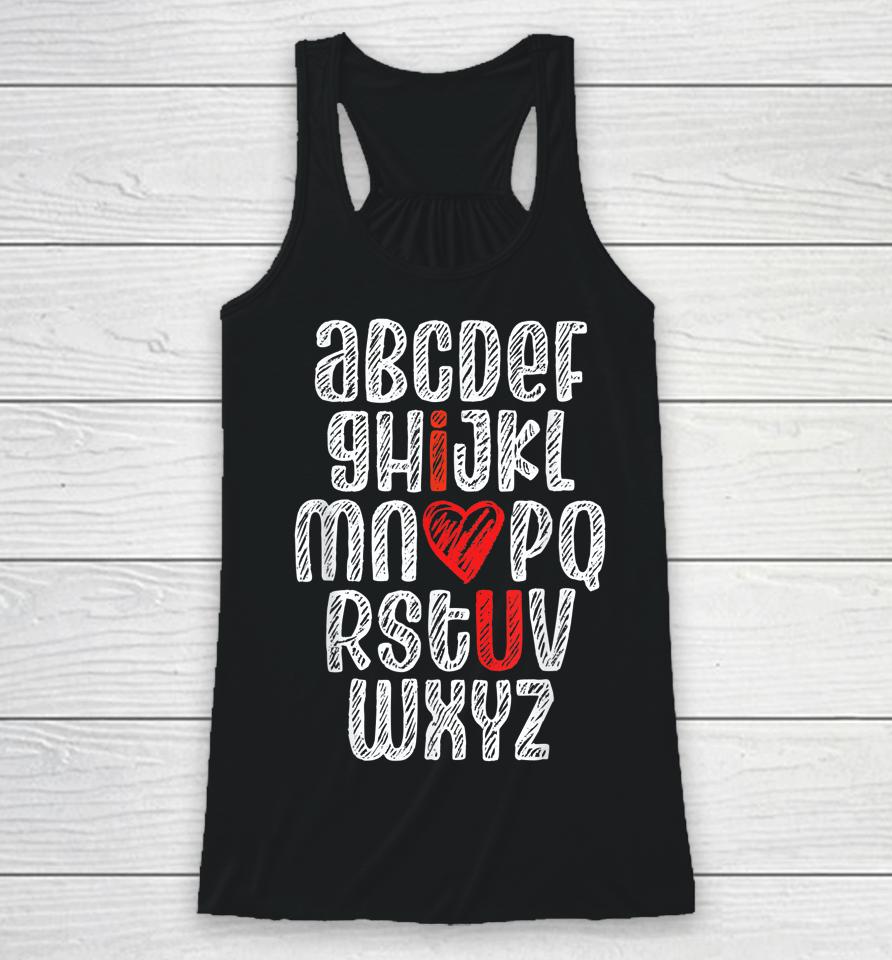 Alphabet I Love You English Teacher Valentine's Day Racerback Tank