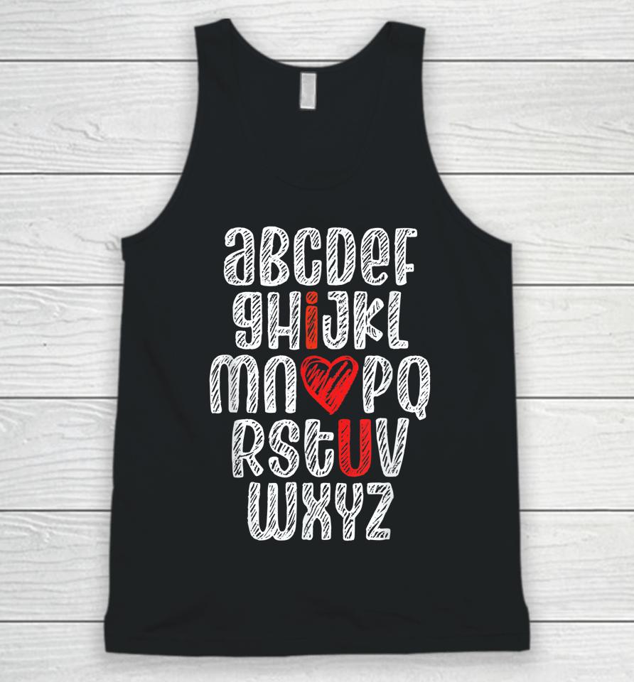 Alphabet I Love You English Teacher Valentine's Day Unisex Tank Top