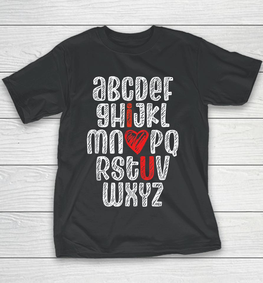 Alphabet I Love You English Teacher Valentine's Day Youth T-Shirt