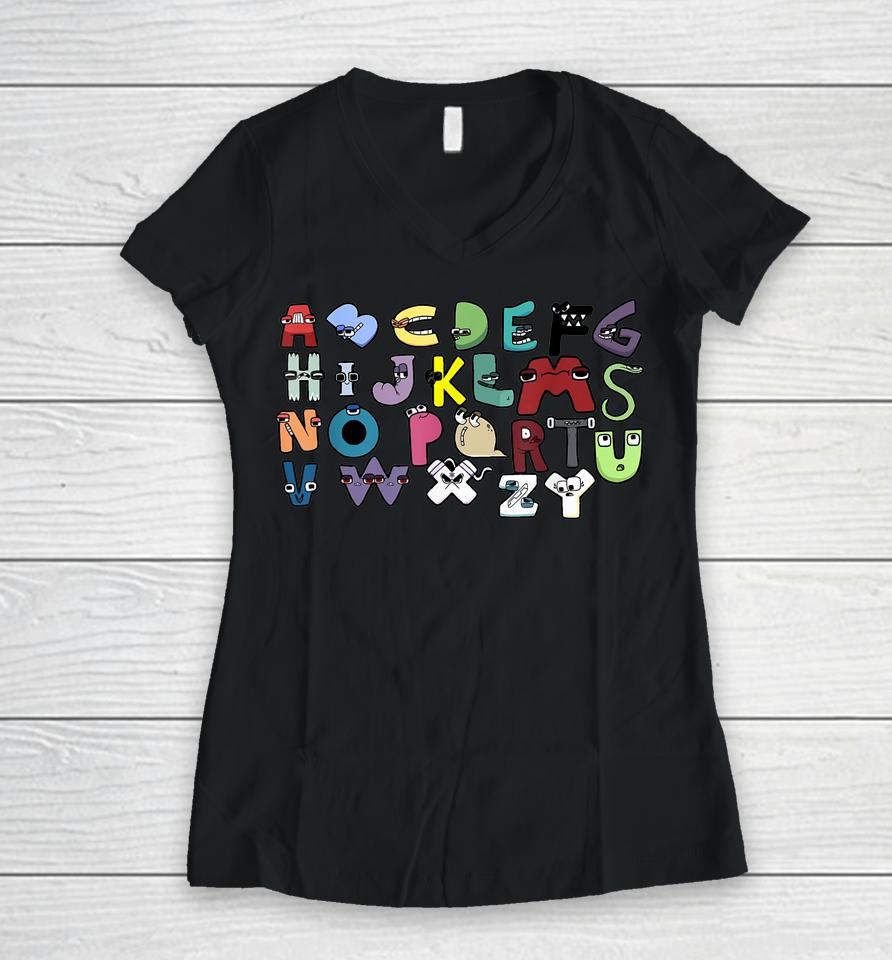 Alphabet Lore Costume For Boys Matching Learning 26 Letters Women V-Neck T-Shirt