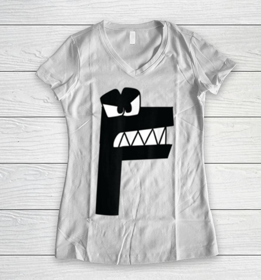 Alphabet Lore Letter F Women V-Neck T-Shirt