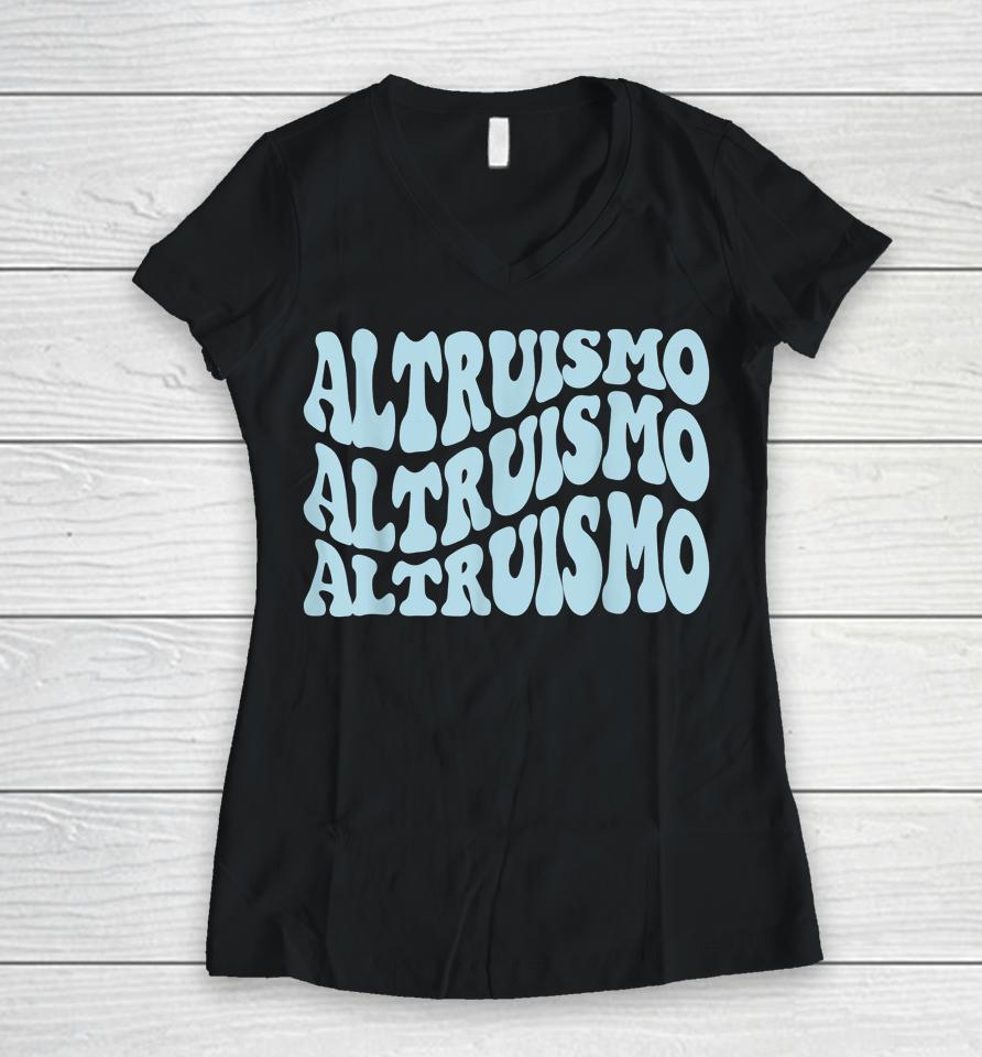 Altruismo - School Spirit Groovy Wavy Style Women V-Neck T-Shirt