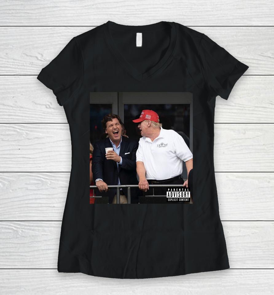 Alx Wearing Tucker Carlson And Trump Women V-Neck T-Shirt