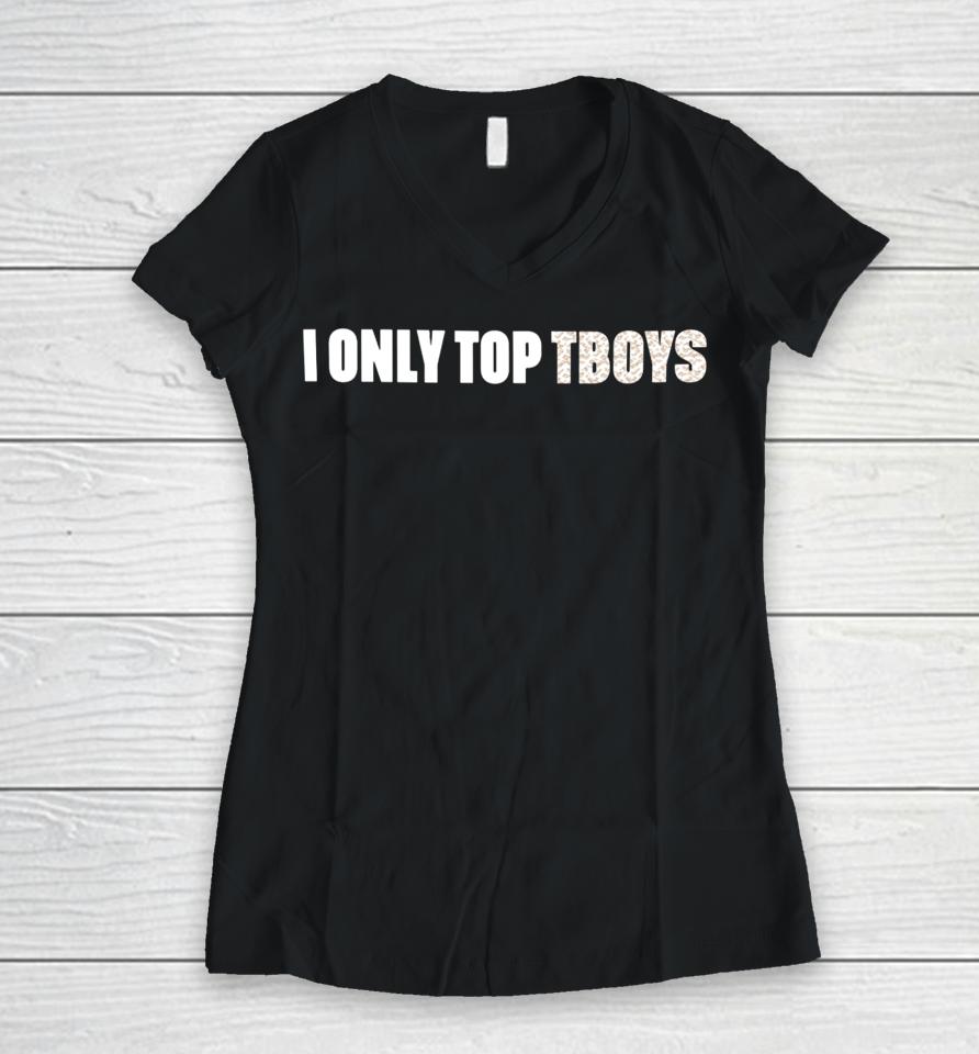 Amanda Tori Meating Wearing I Only Top Tboys Women V-Neck T-Shirt