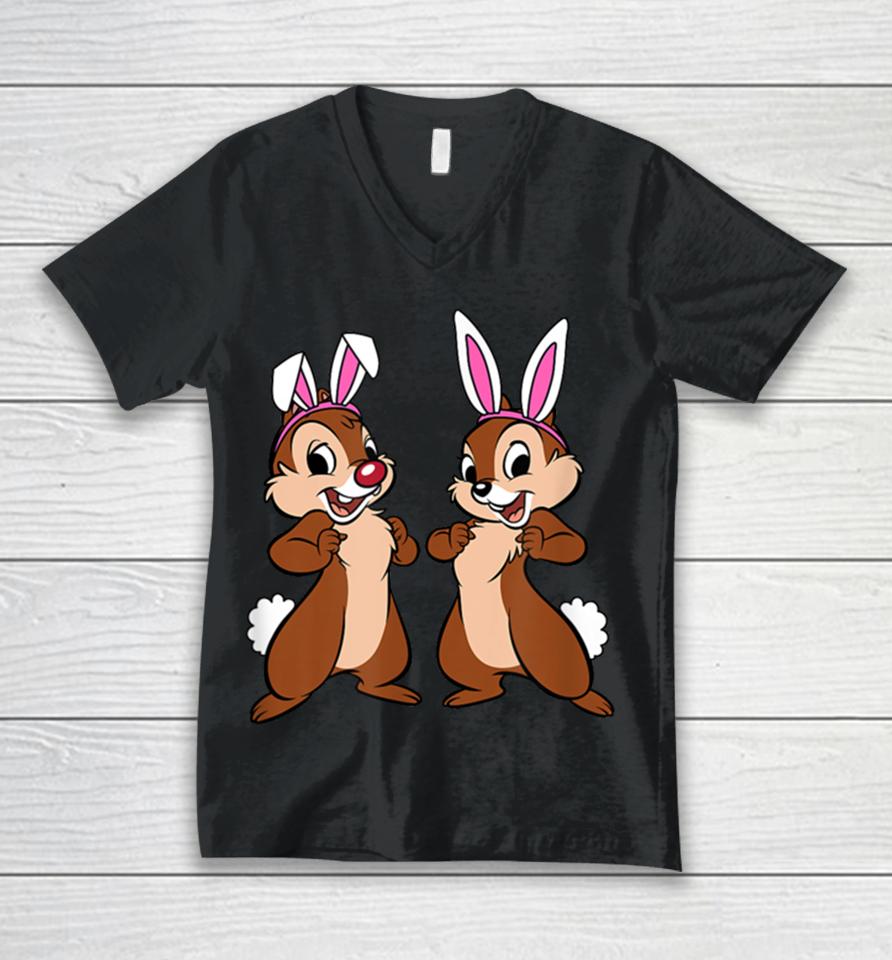 Amazon Essentials Disney Chip ‘N’ Dale Spring Easter Bunny Ears Unisex V-Neck T-Shirt