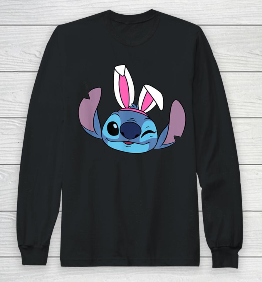 Amazon Essentials Disney Stitch Winking Spring Easter Bunny Ears Long Sleeve T-Shirt