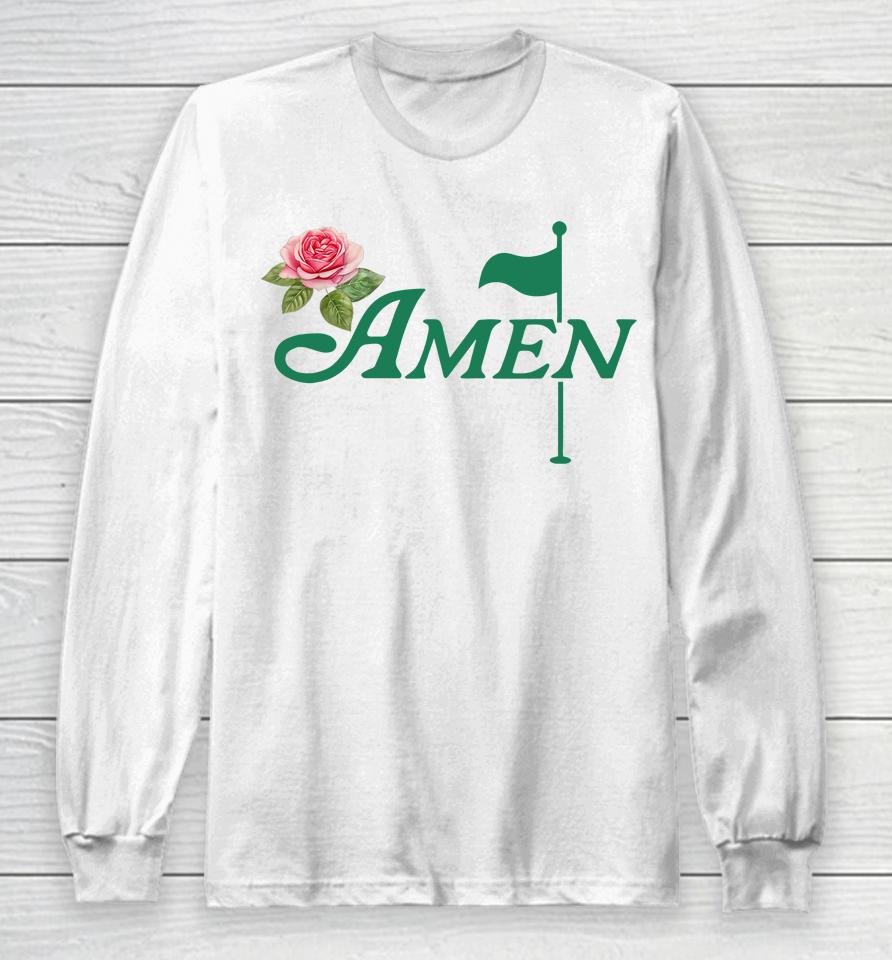 Amen Floral Master Golfer Golf Lover Golf Flower Long Sleeve T-Shirt