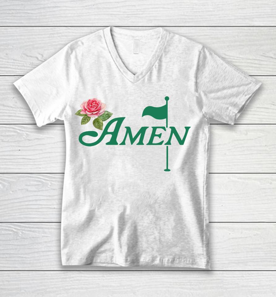 Amen Floral Master Golfer Golf Lover Golf Flower Unisex V-Neck T-Shirt