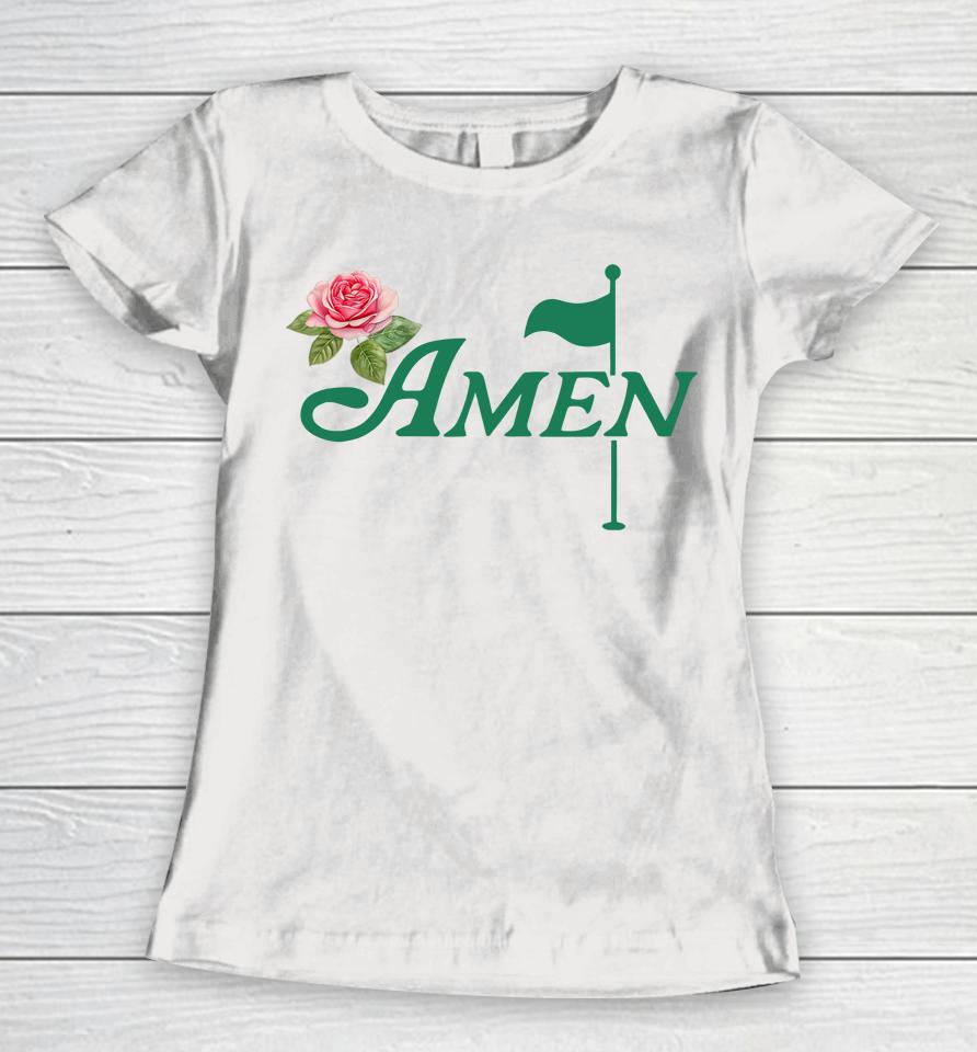 Amen Floral Master Golfer Golf Lover Golf Flower Women T-Shirt