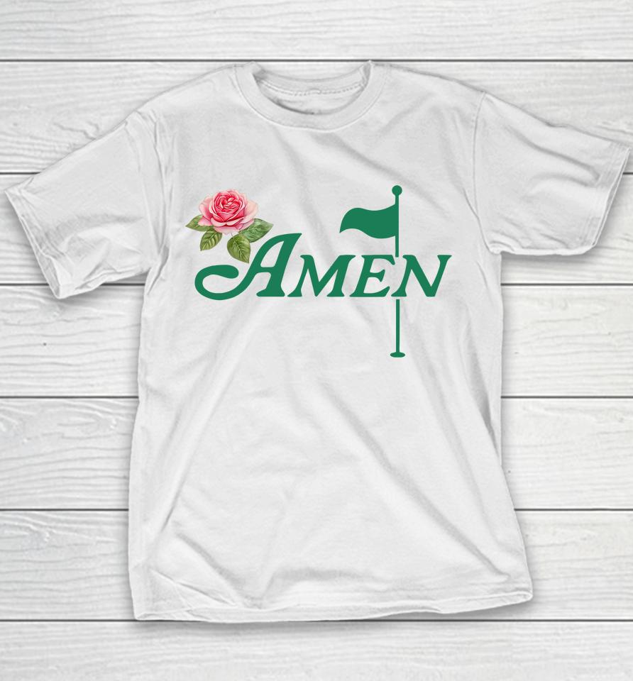 Amen Floral Master Golfer Golf Lover Golf Flower Youth T-Shirt