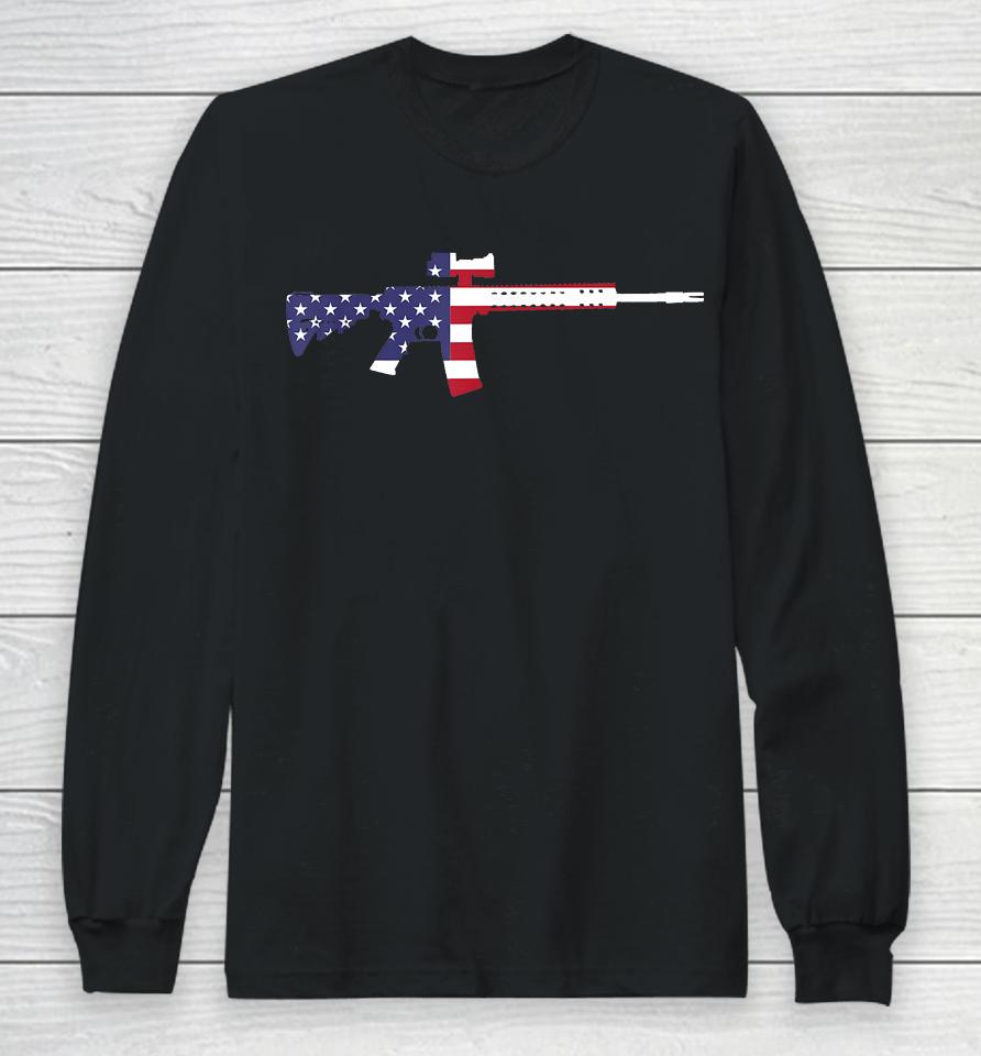 America Rifle Murica Libertarian Conservative Gun Usa Flag Long Sleeve T-Shirt