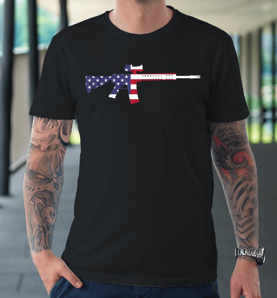 America Rifle Murica Libertarian Conservative Gun Usa Flag Premium T-Shirt