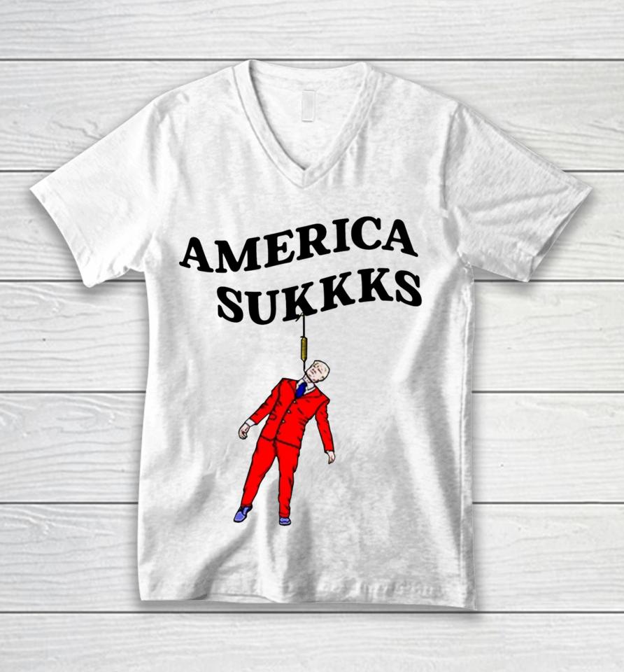 America Sukkks Unisex V-Neck T-Shirt
