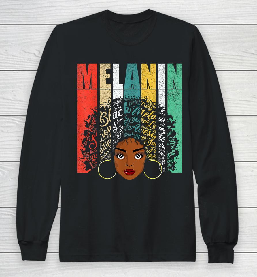 American African Blm Afro Black Women Girls Melanin Long Sleeve T-Shirt