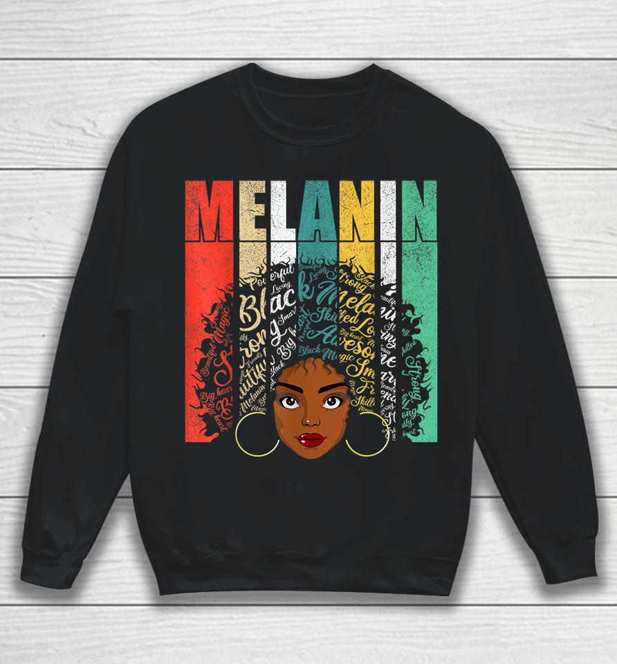 American African Blm Afro Black Women Girls Melanin Sweatshirt