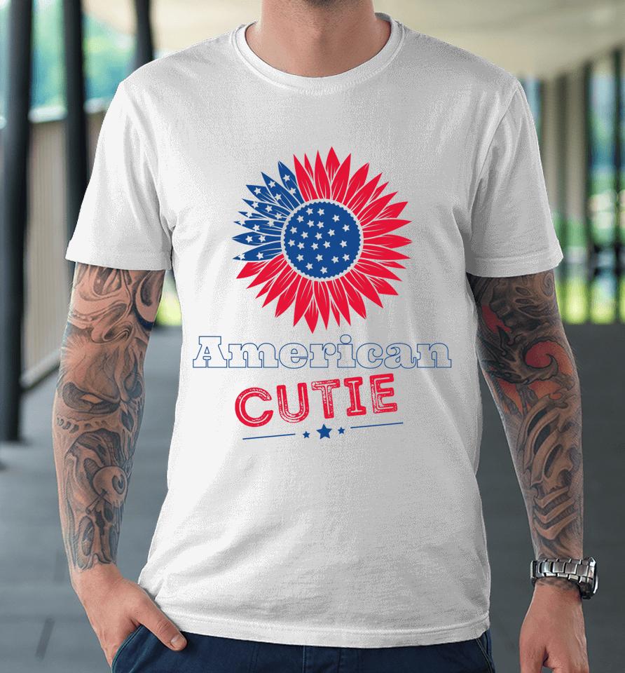 American Cutie Kids Flowered 4Th Of July Premium T-Shirt
