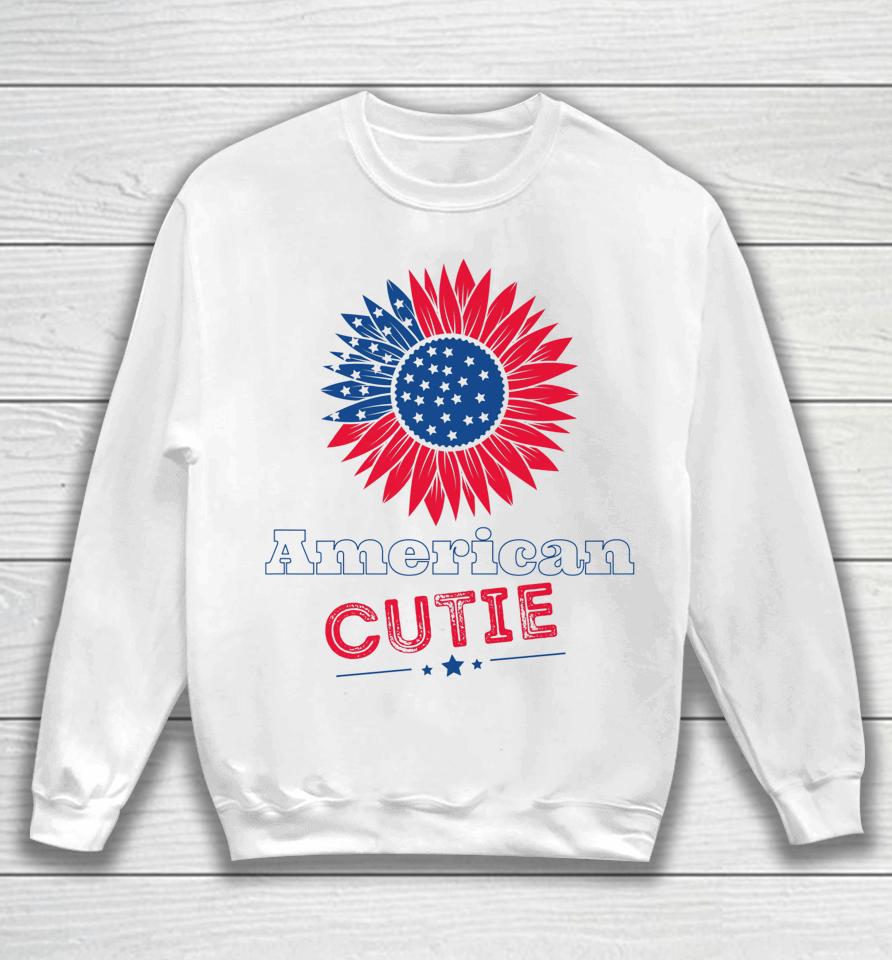 American Cutie Kids Flowered 4Th Of July Sweatshirt