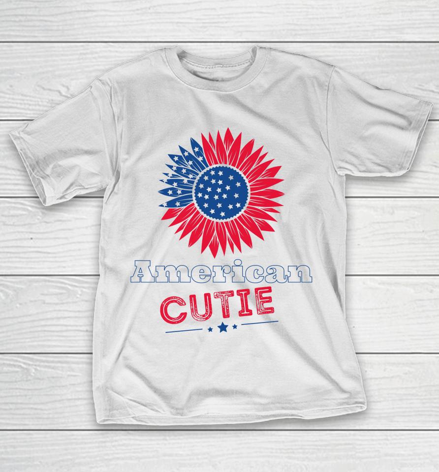 American Cutie Kids Flowered 4Th Of July T-Shirt