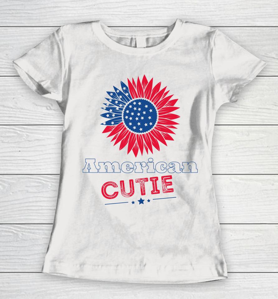 American Cutie Kids Flowered 4Th Of July Women T-Shirt