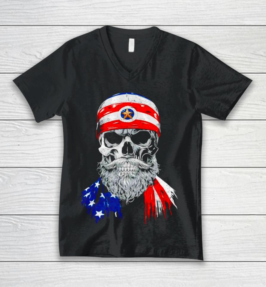 American Death Dealer Usa Flag Unisex V-Neck T-Shirt
