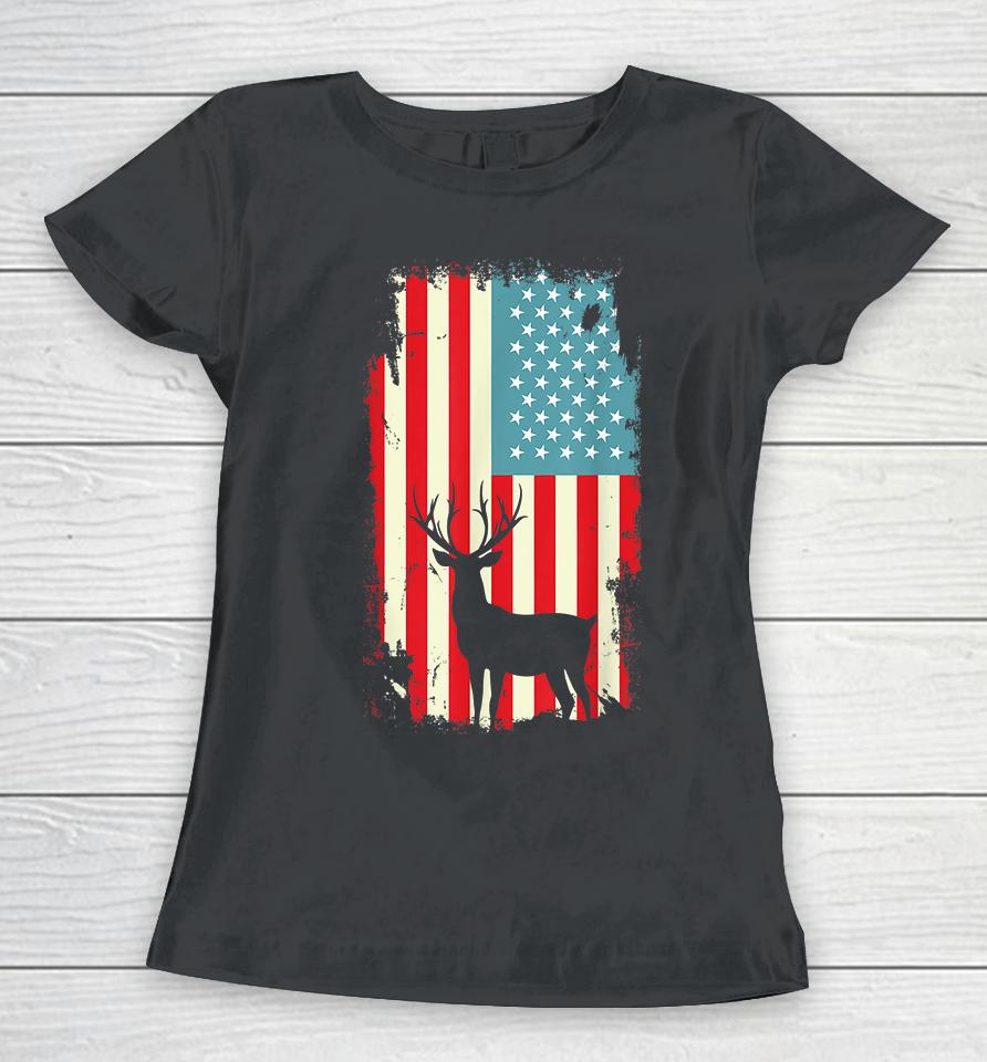 American Deer Hunter Patriotic Vintage Women T-Shirt