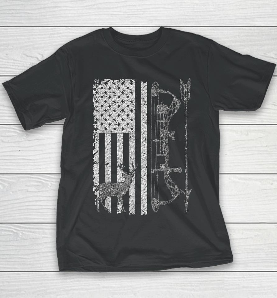 American Deer Hunting Bow Hunter Flag Accessories Hunt Youth T-Shirt