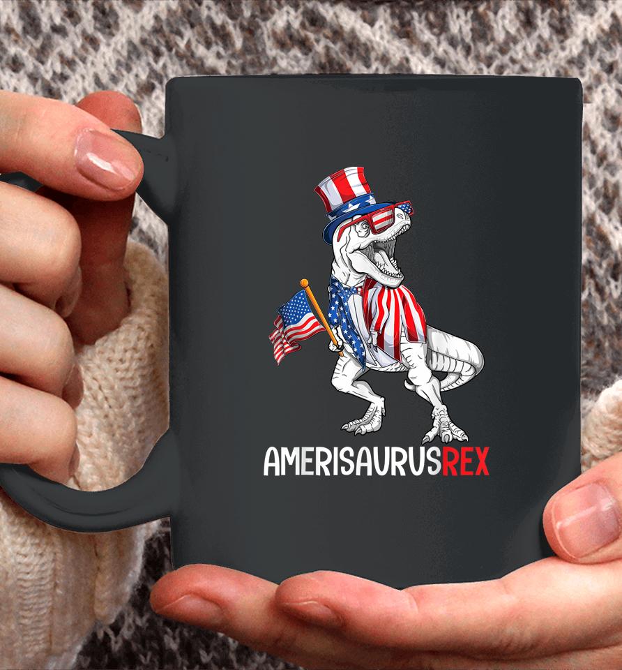 American Flag 4Th Of July T Rex Dinosaur Amerisaurus Boy Coffee Mug