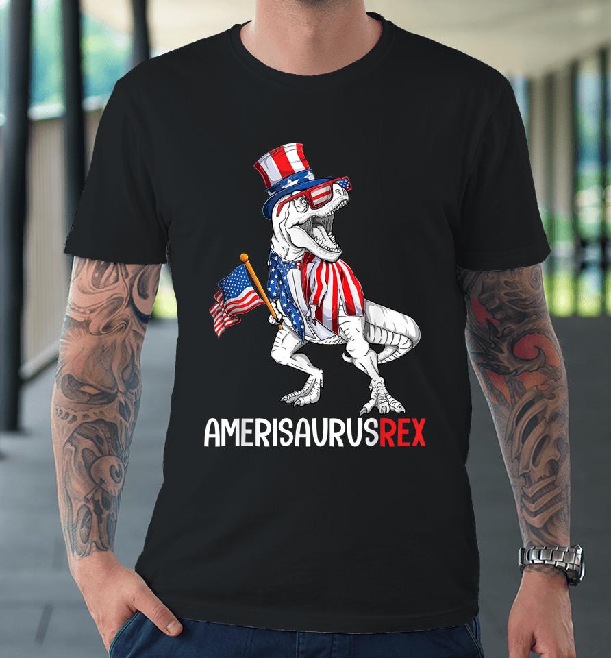 American Flag 4Th Of July T Rex Dinosaur Amerisaurus Boy Premium T-Shirt