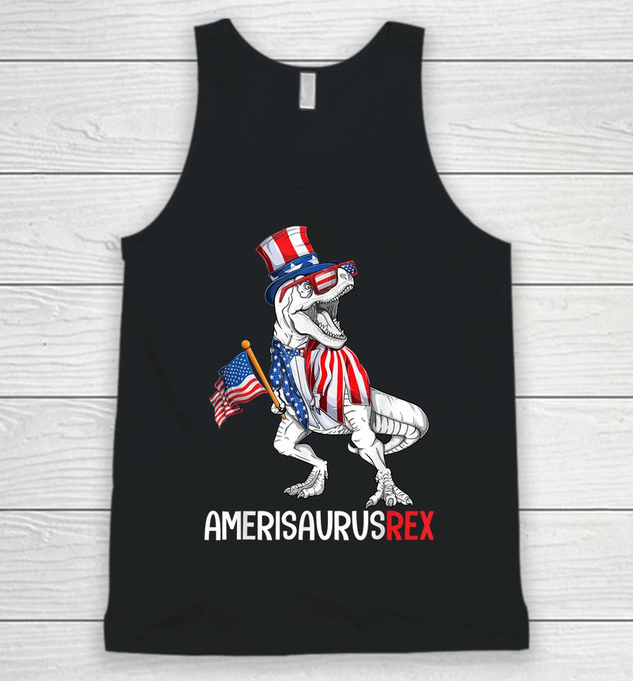 American Flag 4Th Of July T Rex Dinosaur Amerisaurus Boy Unisex Tank Top