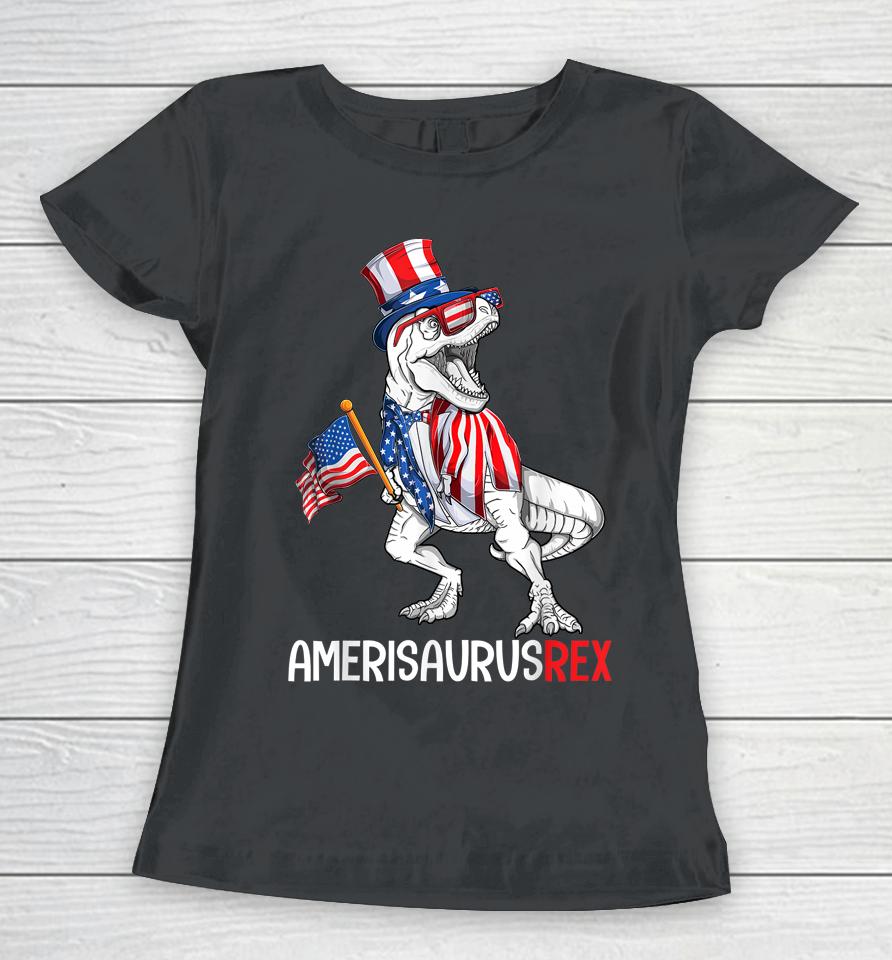American Flag 4Th Of July T Rex Dinosaur Amerisaurus Boy Women T-Shirt