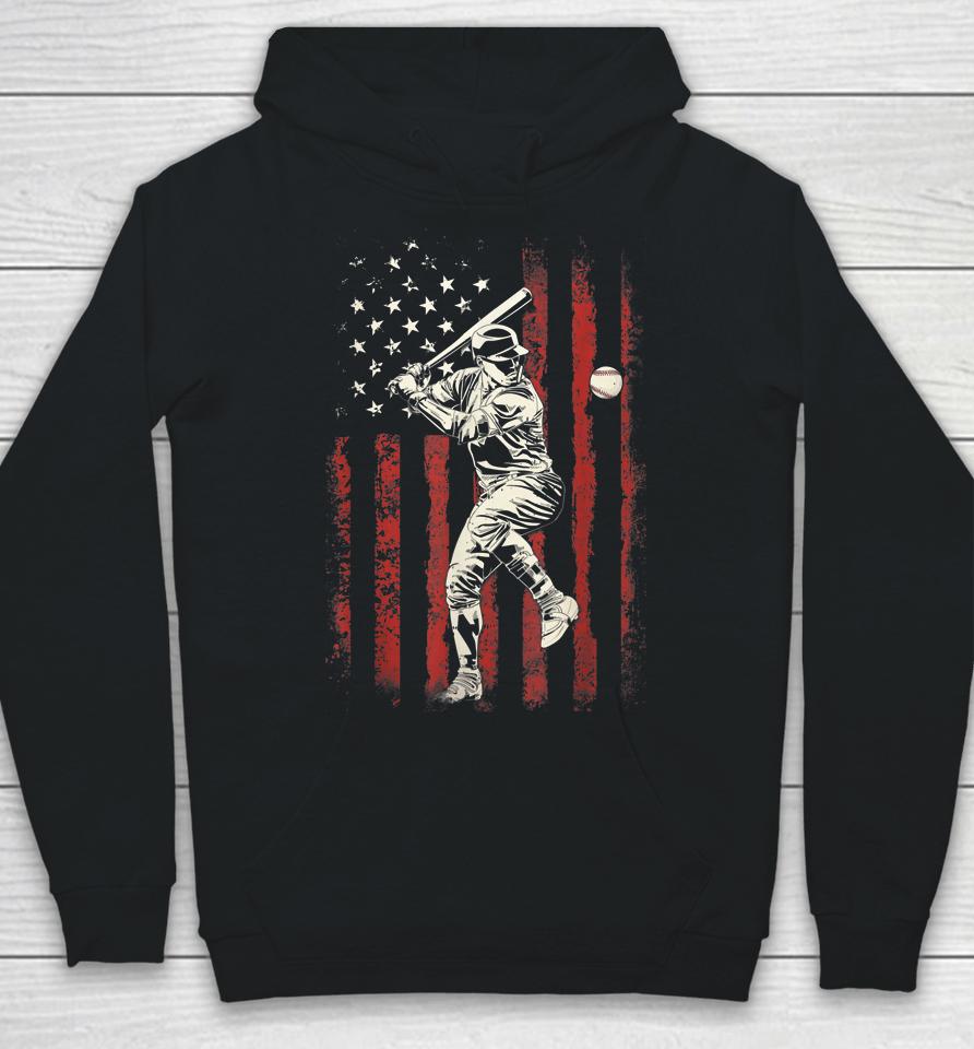 American Flag Baseball Team Gift For Men Boys Hoodie