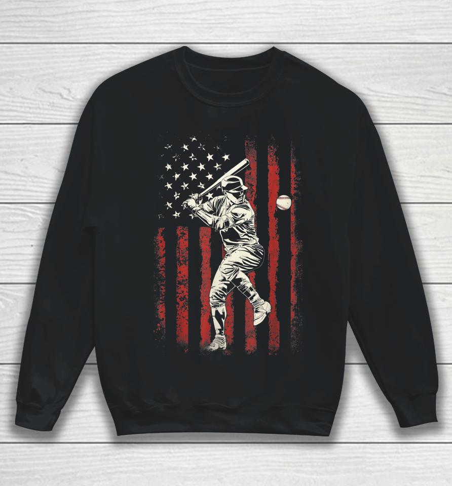 American Flag Baseball Team Gift For Men Boys Sweatshirt