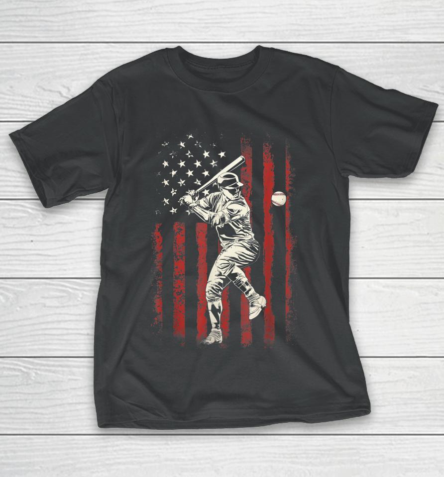 American Flag Baseball Team Gift For Men Boys T-Shirt