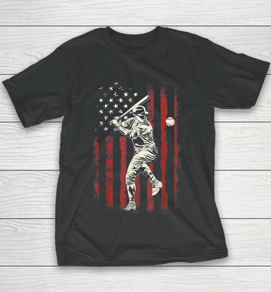 American Flag Baseball Team Gift For Men Boys Youth T-Shirt