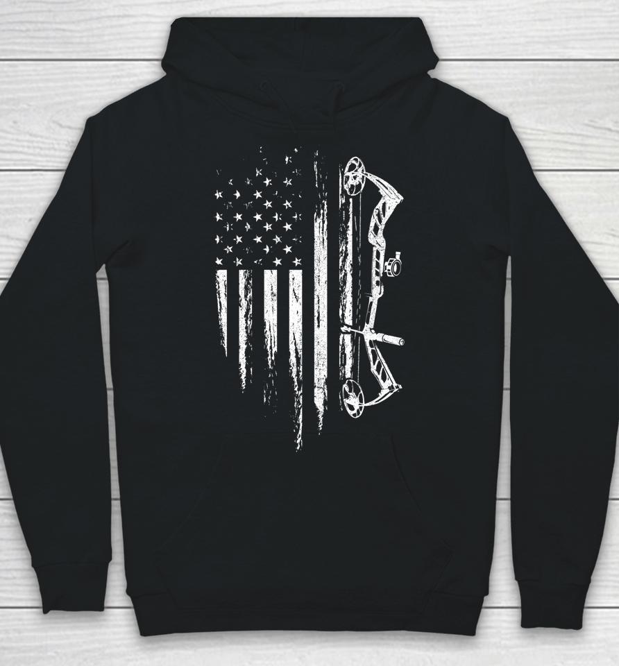 American Flag Bowhunting Bow Archery Gift For Deer Hunter Hoodie