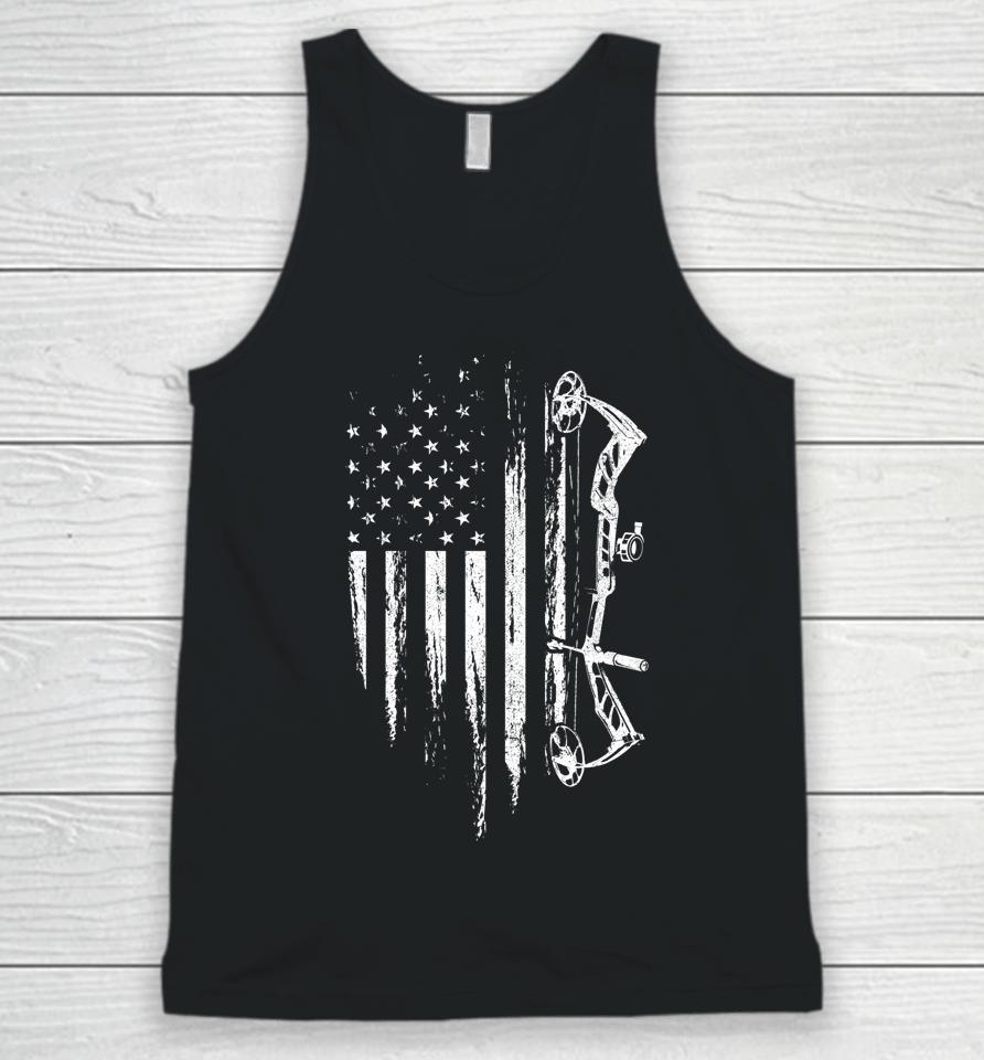 American Flag Bowhunting Bow Archery Gift For Deer Hunter Unisex Tank Top