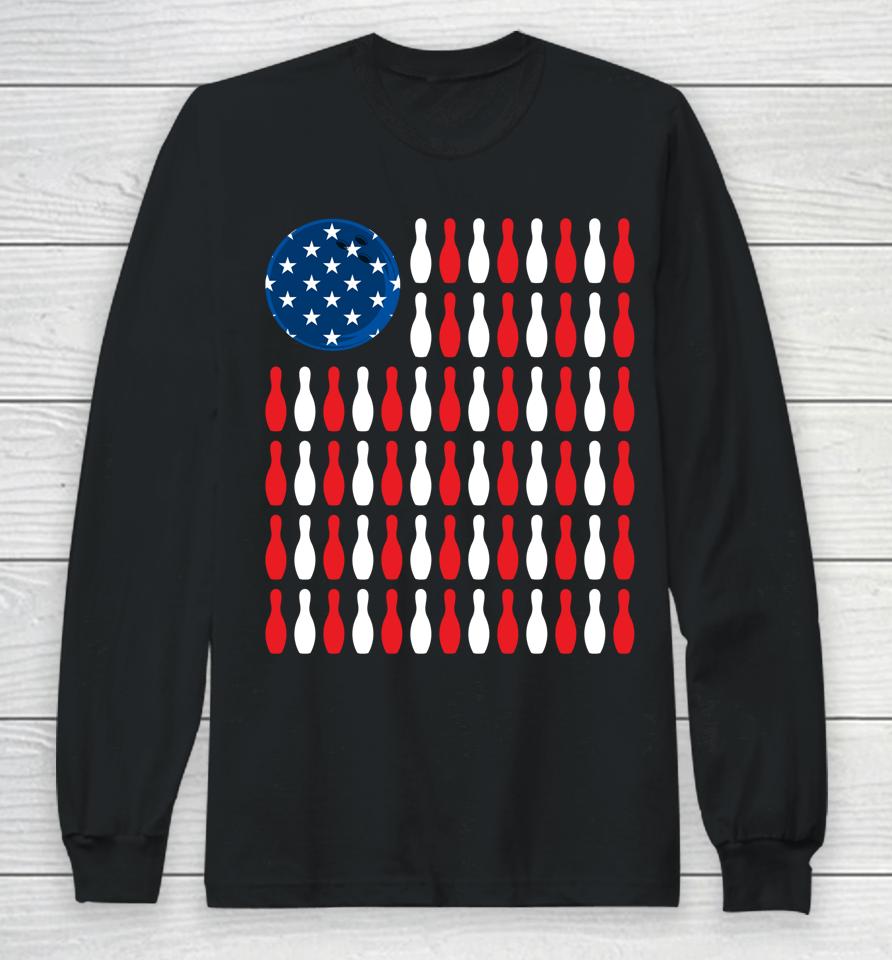 American Flag Bowling Long Sleeve T-Shirt