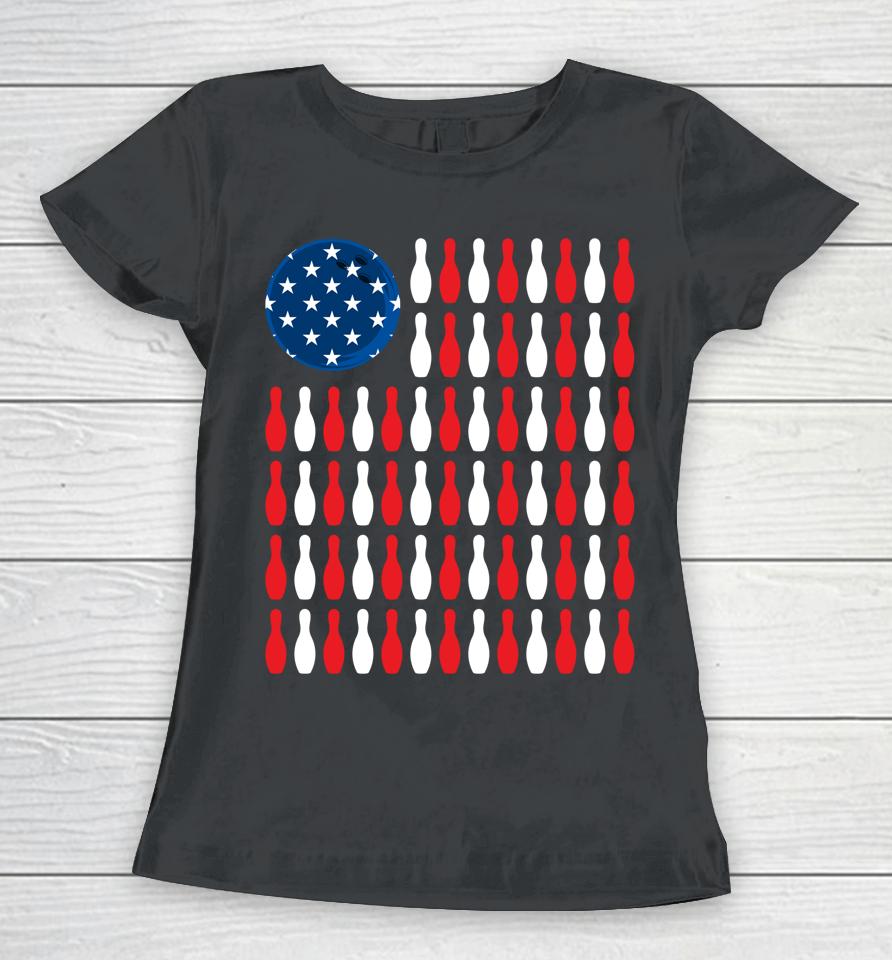 American Flag Bowling Women T-Shirt