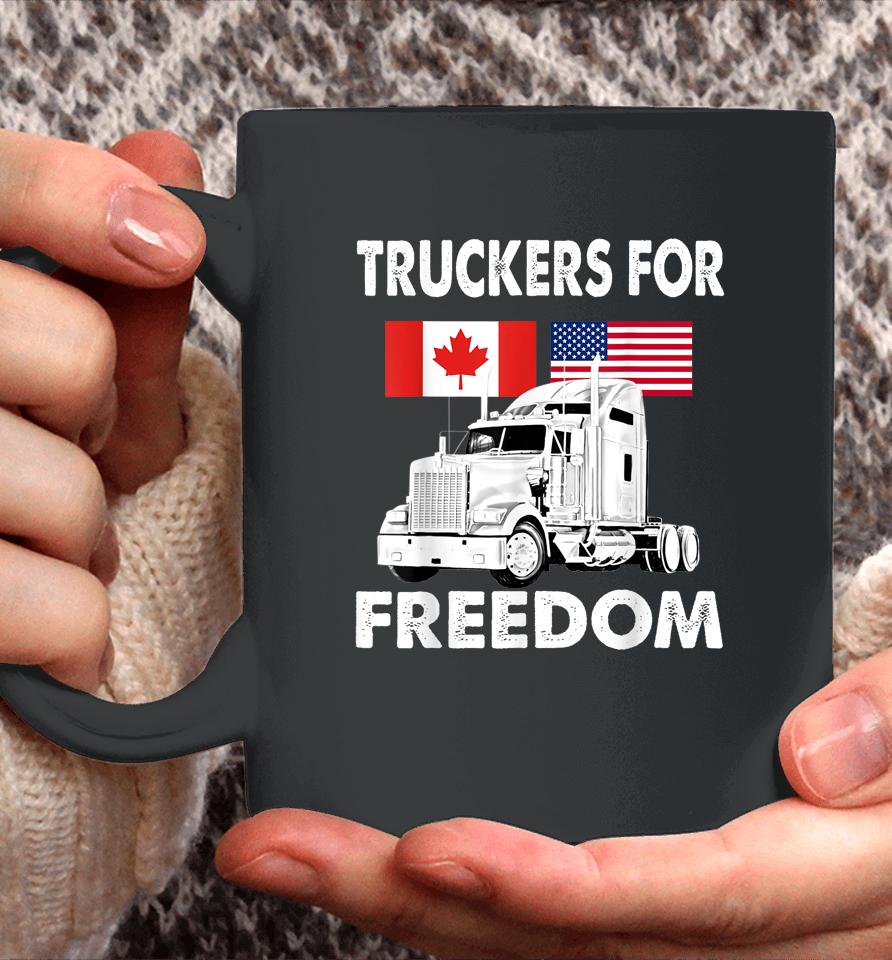 American Flag Canada Flag Freedom Convoy 2022 Truck Driver Coffee Mug