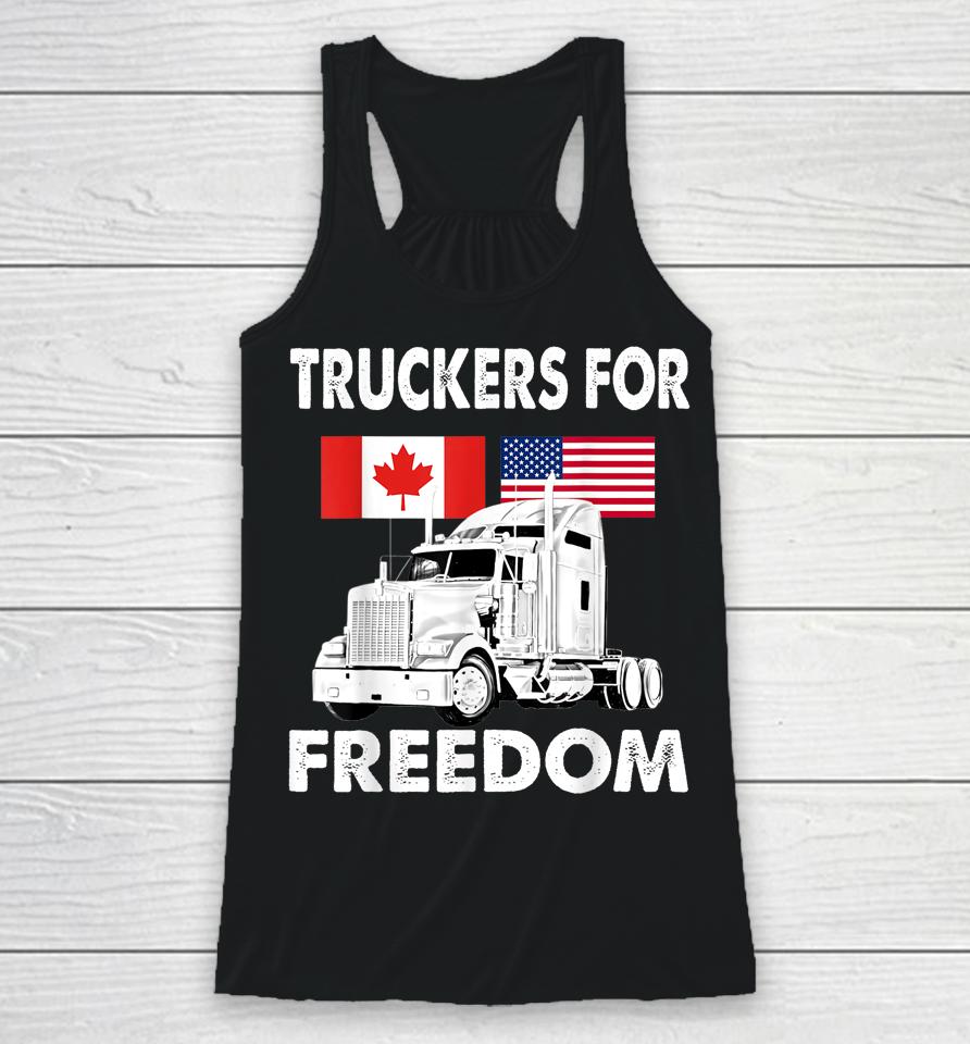 American Flag Canada Flag Freedom Convoy 2022 Truck Driver Racerback Tank